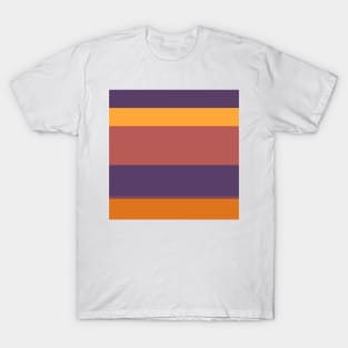 A super combo of Grape, Deep Ruby, Giant'S Club, Cocoa Brown and Mango stripes. T-Shirt